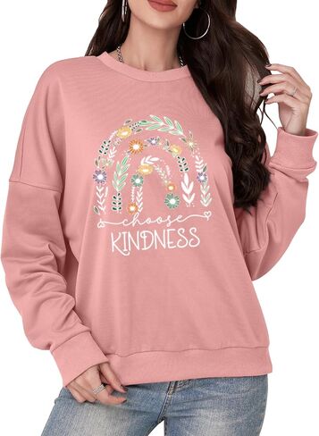Be Kind Kindness Sweatshirt for Women Teacher Casual Long Sleeve Pullover Crewneck Loose Fit Tops in Saudi Arabia