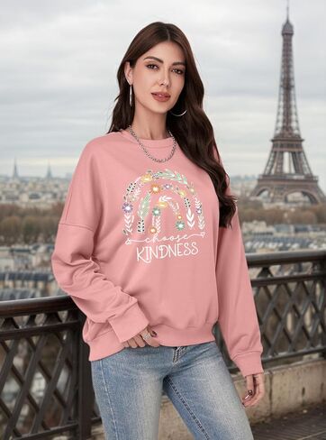 Be Kind Kindness Sweatshirt for Women Teacher Casual Long Sleeve Pullover Crewneck Loose Fit Tops in Saudi Arabia