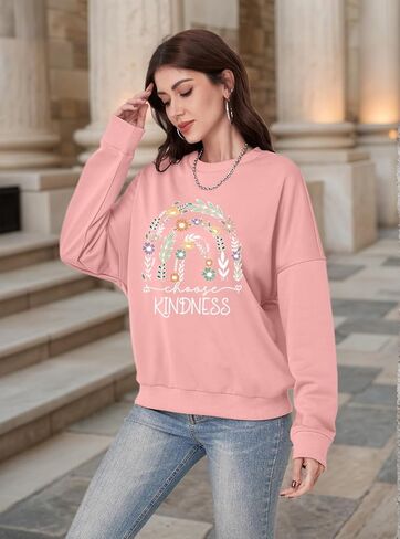 Be Kind Kindness Sweatshirt for Women Teacher Casual Long Sleeve Pullover Crewneck Loose Fit Tops in Saudi Arabia