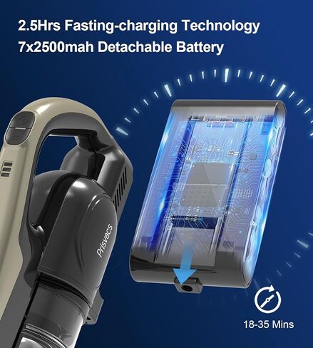 Cordless Vacuum Cleaner, 25Kpa Powerful Suction Ultralight Stick Vacuum with Tangle-Resistant Floor Brush, 2500mAh Fast-Charging Battery for Pet Hair Floor Carpet Stair, 4 Hepa in Saudi Arabia