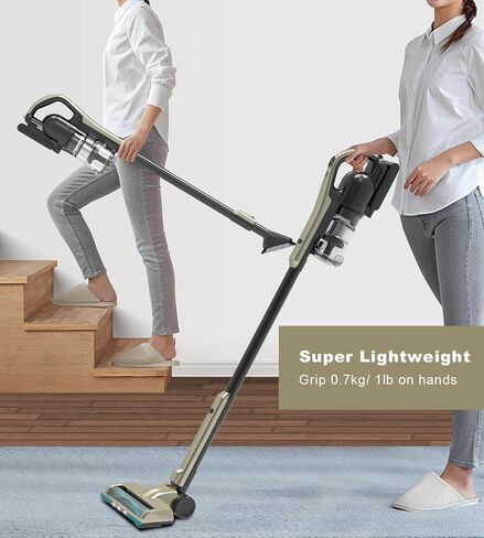 Cordless Vacuum Cleaner, 25Kpa Powerful Suction Ultralight Stick Vacuum with Tangle-Resistant Floor Brush, 2500mAh Fast-Charging Battery for Pet Hair Floor Carpet Stair, 4 Hepa in Saudi Arabia