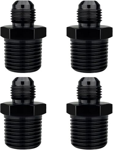 6an الذكور يضيء إلى 3/8 "محول تركيب الأنابيب NPT الألومنيوم مستقيم الأسود ، حزمة من 4 in Kuwait