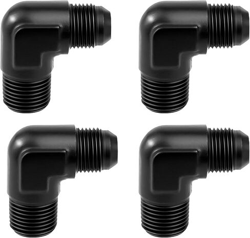 6an الذكور يضيء إلى 3/8 "محول تركيب الأنابيب NPT الألومنيوم مستقيم الأسود ، حزمة من 4 in Kuwait