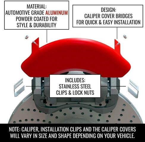 MGP Caliper Covers - Brake Caliper Covers 2021-2023 Ford Expedition and F150 (10256s) Front and Rear Set - Ford Logo - Red in Kuwait