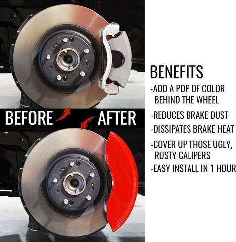 MGP Caliper Covers - Brake Caliper Covers 2021-2023 Ford Expedition and F150 (10256s) Front and Rear Set - Ford Logo - Red in Kuwait