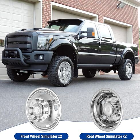 17 "محاكاة العجلات ، 17" 8 Lug Lug Stafless Hubcaps مع مجموعة براغي العروة العجلة ، النهاية المصقولة ، عجلتان أماميتان/عجلات خلفية ، مناسبة لشاحنة فورد F350 2005-2025. in Kuwait