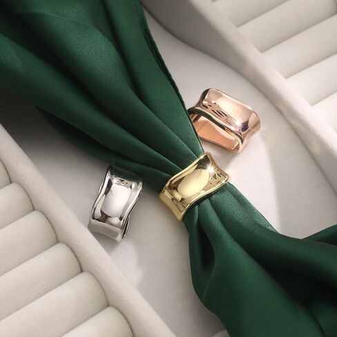 Dainty Oblate Silk Scarf Ring Brooch for Women Minimalist Geometric Shawl Scarves Buckle Wrap Clasp Clip Rings Brooches Fashion Dress Accessories Jewelry in Saudi Arabia