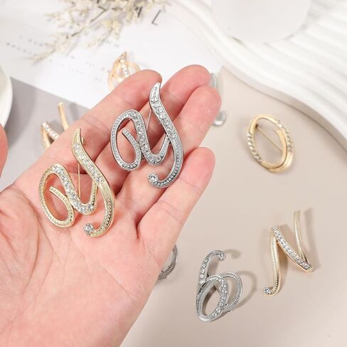 uxcell Letter Brooch Pins, Metal Initial Rhinestone Brooches, Crystal Alphabet Breastpin for Women Men Suit Coat Decors Gift in Saudi Arabia