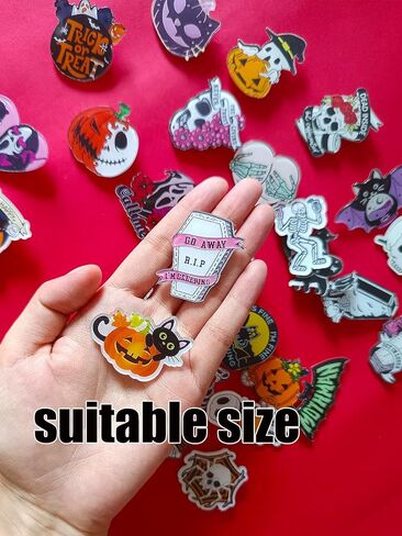 مجموعة دبابيس بروش أكريليك لطيفة في عيد الهالوين - 30pcs جمجمة اليقطين شبح القطة دبابيس زخرفية لحقائب الظهر والملابس والحقائب والقبعات - إكسسوارات عيد الهالوين DIY in Kuwait
