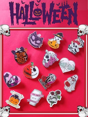 مجموعة دبابيس بروش أكريليك لطيفة في عيد الهالوين - 30pcs جمجمة اليقطين شبح القطة دبابيس زخرفية لحقائب الظهر والملابس والحقائب والقبعات - إكسسوارات عيد الهالوين DIY in Kuwait