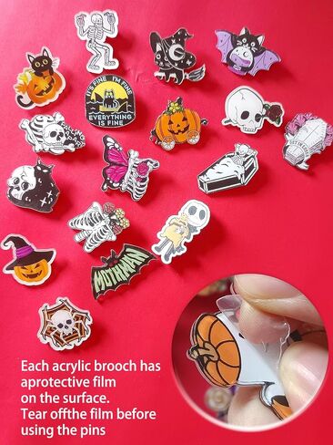 مجموعة دبابيس بروش أكريليك لطيفة في عيد الهالوين - 30pcs جمجمة اليقطين شبح القطة دبابيس زخرفية لحقائب الظهر والملابس والحقائب والقبعات - إكسسوارات عيد الهالوين DIY in Kuwait