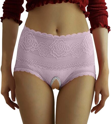 Crotchless Underwear for Women Seamless Sexy Panties Lace Mesh Low Rise Stretch Briefs Cheeky Hipster Boyshorts in Saudi Arabia