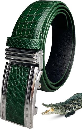 Alligator Leather Belt Men Crocodile Belly 1.5" width Pin Gold Buckle Removal Dress Golf Luxury Premium Handmade in Saudi Arabia