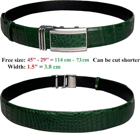 Alligator Leather Belt Men Crocodile Belly 1.5" width Pin Gold Buckle Removal Dress Golf Luxury Premium Handmade in Saudi Arabia
