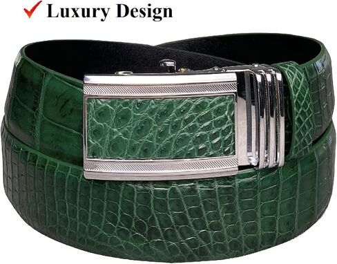 Alligator Leather Belt Men Crocodile Belly 1.5" width Pin Gold Buckle Removal Dress Golf Luxury Premium Handmade in Saudi Arabia