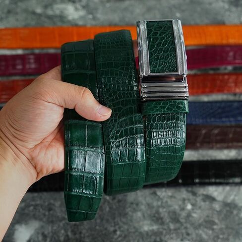 Alligator Leather Belt Men Crocodile Belly 1.5" width Pin Gold Buckle Removal Dress Golf Luxury Premium Handmade in Saudi Arabia