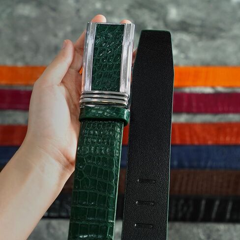Alligator Leather Belt Men Crocodile Belly 1.5" width Pin Gold Buckle Removal Dress Golf Luxury Premium Handmade in Saudi Arabia