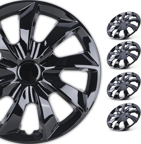 Wolfstorm 4 عبوات 16 بوصة Hubcaps ، تصميم خاص للاستبدال شكل الأزياء حافة حافة محرك Hubcaps ، والسيارة الشاحنة سيارات الدفع الرباعي المحور العجلة ، والفضة والأسود in Saudi Arabia