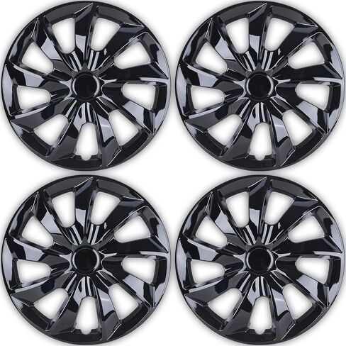 Wolfstorm 4 عبوات 16 بوصة Hubcaps ، تصميم خاص للاستبدال شكل الأزياء حافة حافة محرك Hubcaps ، والسيارة الشاحنة سيارات الدفع الرباعي المحور العجلة ، والفضة والأسود in Saudi Arabia