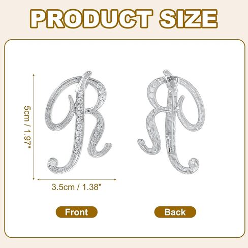 uxcell Letter Brooch Pins, Metal Initial Rhinestone Brooches, Crystal Alphabet Breastpin for Women Men Suit Coat Decors Gift in Saudi Arabia