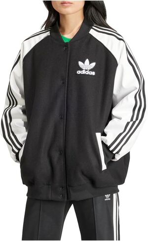 adidas womens SST سترة كبيرة الحجم الرياضية غير رسمية - أبيض - الحجم l in Saudi Arabia