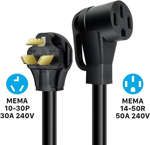 50Amp to 30Amp EV Charger Adapter Cord, Nema 10-30P Male to 14-50R Female Power Connector for Level 2 Charging (not for RVs), ETL Listed (NEMA 10-30P T0 14-50R) in Saudi Arabia