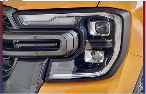 ABS Head Light Cover متوافق مع Ford Ranger Wildtrak T9 Sport XLT 2022 2023 ملحقات غطاء المصباح الأمامي (Delux Black) in Saudi Arabia