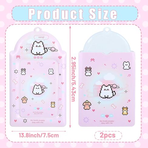 2 Pcs Photocard Holder with Cute Cat Keychain, Y2K Kawaii Photocard Holder Keychain Photo Card PU Leather ID Bus Card Case for Collecting Portable Accessories(Blue) in Saudi Arabia