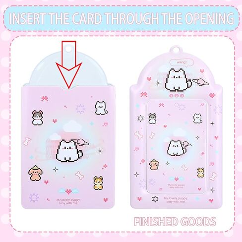 2 Pcs Photocard Holder with Cute Cat Keychain, Y2K Kawaii Photocard Holder Keychain Photo Card PU Leather ID Bus Card Case for Collecting Portable Accessories(Blue) in Saudi Arabia