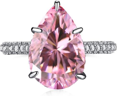 5CT LAB GROWN DAIMOND PEAR CUT WELDENT ، 18K WHITE GOLD PLATINTINTERINTERS FINDINGY RING FORMANTINGEN in Kuwait