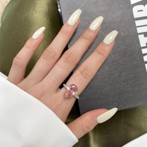 5CT LAB GROWN DAIMOND PEAR CUT WELDENT ، 18K WHITE GOLD PLATINTINTERINTERS FINDINGY RING FORMANTINGEN in Kuwait