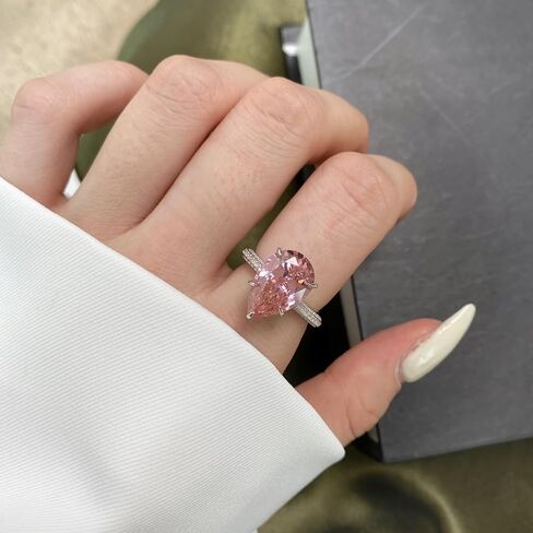 5CT LAB GROWN DAIMOND PEAR CUT WELDENT ، 18K WHITE GOLD PLATINTINTERINTERS FINDINGY RING FORMANTINGEN in Kuwait