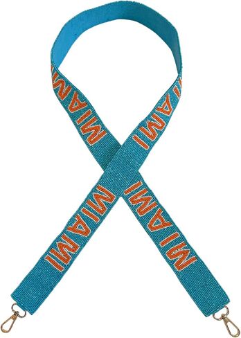 Lashicorn Miami Teal Beaded Purse Strap Orange Letters 49" Pro Football Stadium Approved Clear Bag Dolphin Gold Hardware Sports College Game Florida in Saudi Arabia