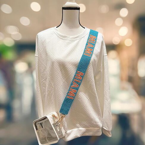 Lashicorn Miami Teal Beaded Purse Strap Orange Letters 49" Pro Football Stadium Approved Clear Bag Dolphin Gold Hardware Sports College Game Florida in Saudi Arabia