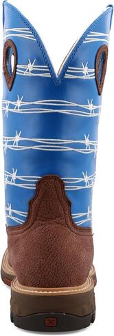 Twisted X Men's 12" Western Work Boot, Square Toe Alloy Toe with CellStretch, Burgundy & Sky Blue, 8.5 EE in Saudi Arabia