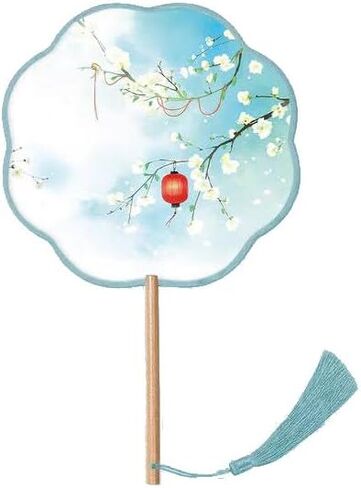 Traditional Chinese pattern translucent Octagonal hand fan, for party, photograph, dancing activities and home decoration (Blue) in Saudi Arabia