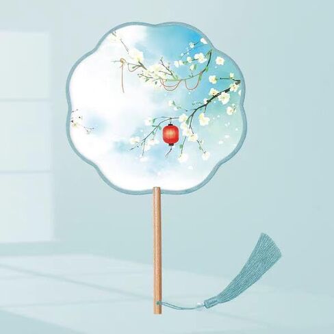 Traditional Chinese pattern translucent Octagonal hand fan, for party, photograph, dancing activities and home decoration (Blue) in Saudi Arabia