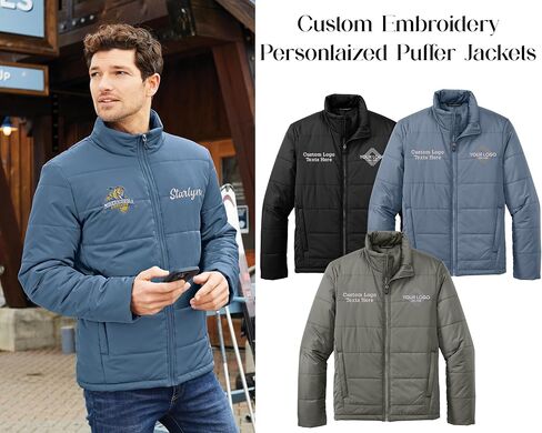 INK STITCH Men J852 Add Custom Embroidery Logo Texts Super Warm Puffer Jackets in Saudi Arabia