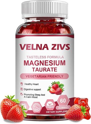 Magnesium Taurate Gummies 1800mg, Magnesium Taurate Supplement, High Absorption Magnesium Taurate chewable for Kid and Adults, Muscle and Heart Health Support, Vegan, Gluten Free, 60 Counts in Saudi Arabia