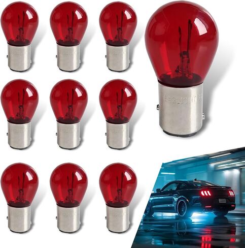 10 PCS CAR 1157 BRAKE LIGHT BULB ، P21/5W BAY15D Contact Dual Taint High and Low Leg Leghing Lamping Halogen Placen in Saudi Arabia