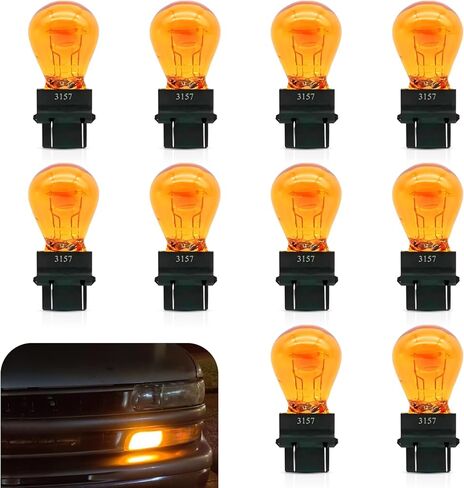10 PCS 3157 Turn Signal Brake Light Bulb, 12V 21/5W Miniature Halogen Bulb, Universal Automotive Taillight and Side Light Replacement, Suitable for Car Truck SUV (White) in Kuwait