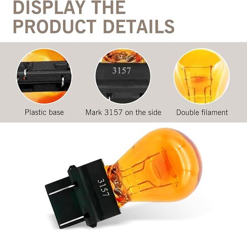10 PCS 3157 Turn Signal Brake Light Bulb, 12V 21/5W Miniature Halogen Bulb, Universal Automotive Taillight and Side Light Replacement, Suitable for Car Truck SUV (White) in Kuwait