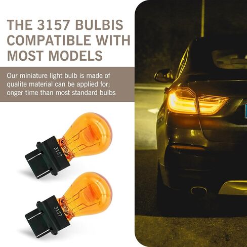 10 PCS 3157 Turn Signal Brake Light Bulb, 12V 21/5W Miniature Halogen Bulb, Universal Automotive Taillight and Side Light Replacement, Suitable for Car Truck SUV (White) in Kuwait
