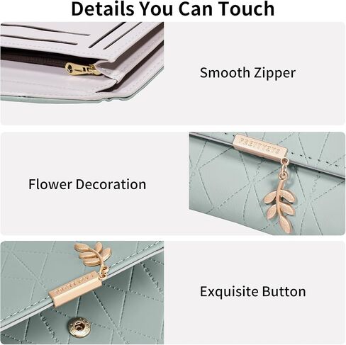 Compact Genuine Leather Women's Bifold Wallet – RFID-Blocking with Zippered Coin Pocket (Mint Green) in Kuwait