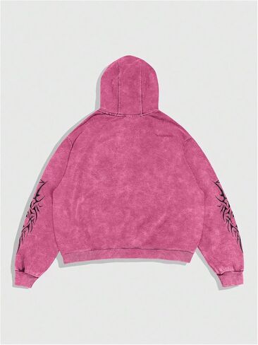 WDIRARA Men's Gothic Graphic Zip Up Hoodie Long Sleeve Hooded Sweatshirt Streetwear in Saudi Arabia