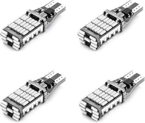 4 PCS LED مصابيح عكسية ، 4014 45SMD 6500K 800LM مصباح ضوء فرامل فاتح مرتفع ، 360 درجة إضاءة خالية من T15 906 W16W LED LED ضوء النسخ الاحتياطي لمبة لمعظم السيارات (بيضاء) in Saudi Arabia