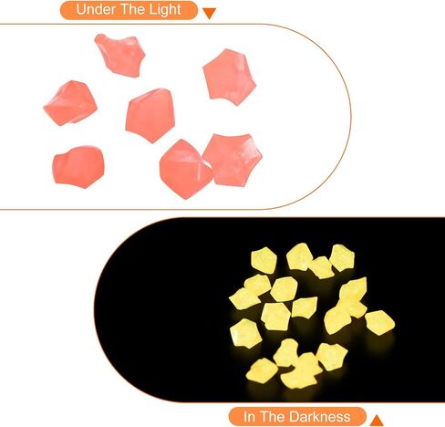300pcs Glow Rocks 8-10mm Glow Pebbles Decoration in The Dark Luminous Stones Decor DIY Decorative Orange for Garden, Potted Plant, Fish Tank in Saudi Arabia