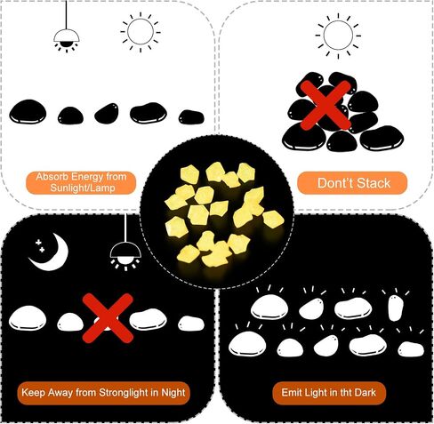 300pcs Glow Rocks 8-10mm Glow Pebbles Decoration in The Dark Luminous Stones Decor DIY Decorative Orange for Garden, Potted Plant, Fish Tank in Saudi Arabia