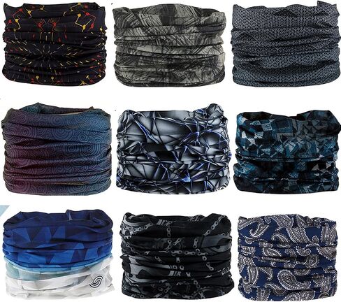 KINREE 9 Pieces Summer UV Protection Multi-functional Headband Neck Gaiter Head Wrap Headwear Face Mask Magic Scarf Bandana in Saudi Arabia