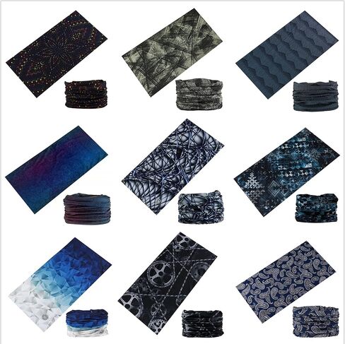 KINREE 9 Pieces Summer UV Protection Multi-functional Headband Neck Gaiter Head Wrap Headwear Face Mask Magic Scarf Bandana in Saudi Arabia